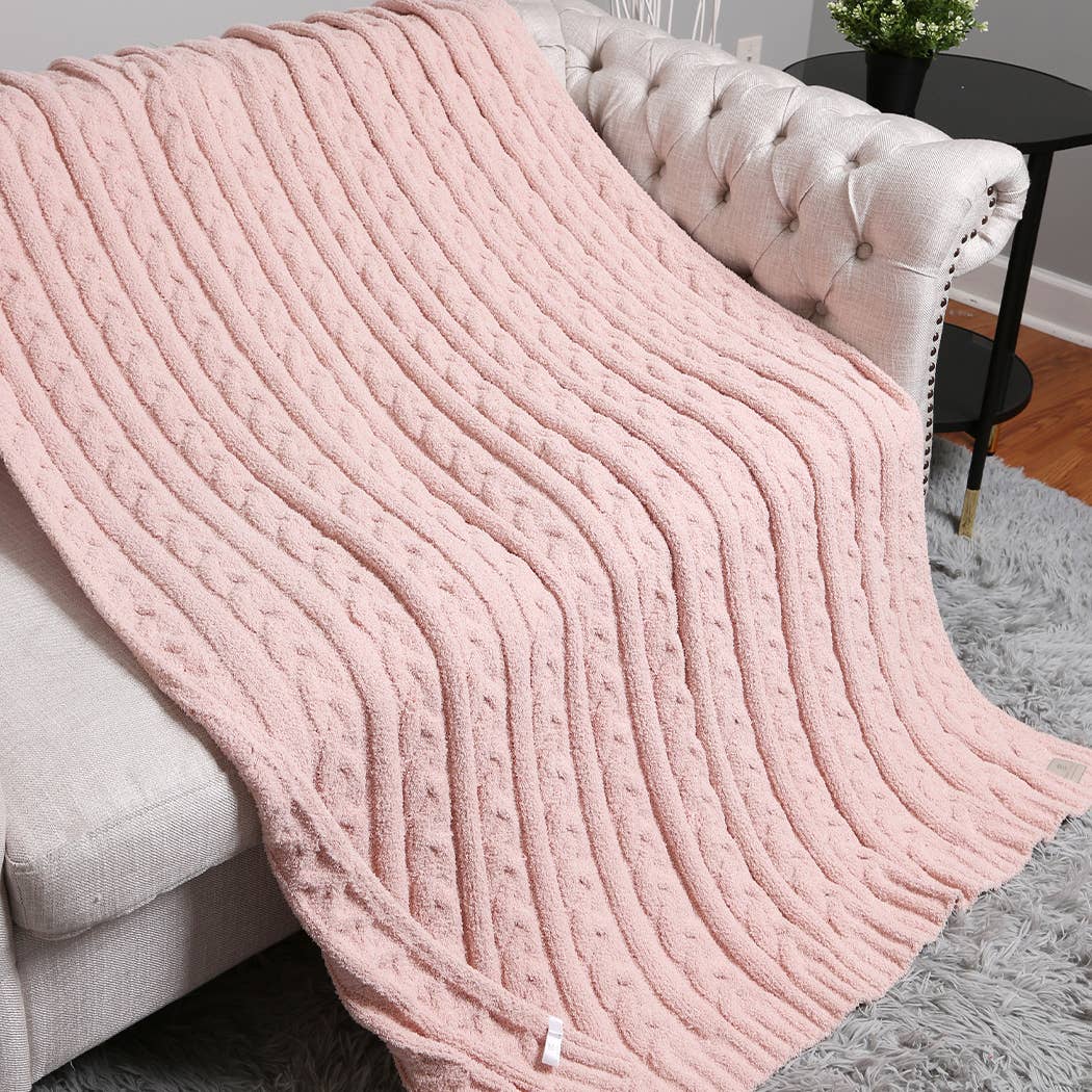 Braided Cable Knit Luxury Soft Throw Blanket - HER Home Design Boutique